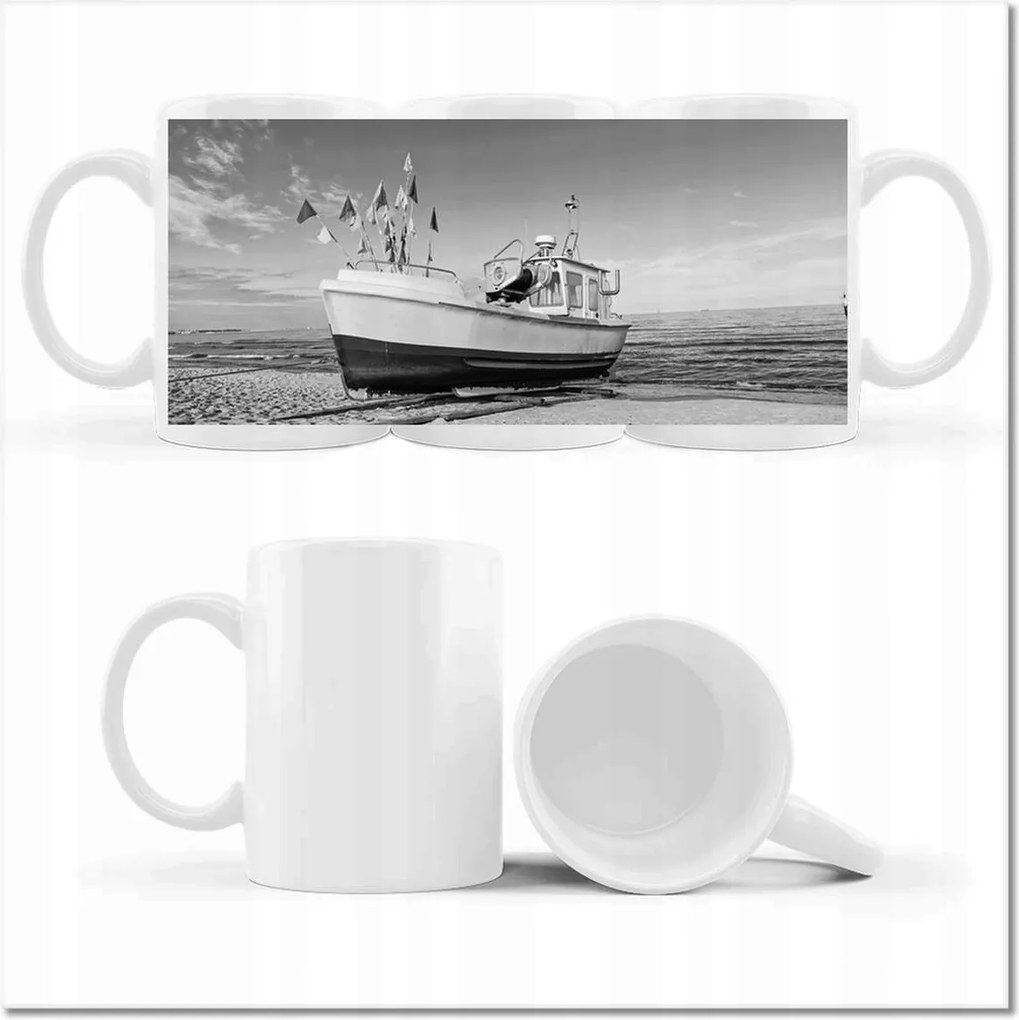 Nyomott mintás bögre Tengeri hajó a tengerparton