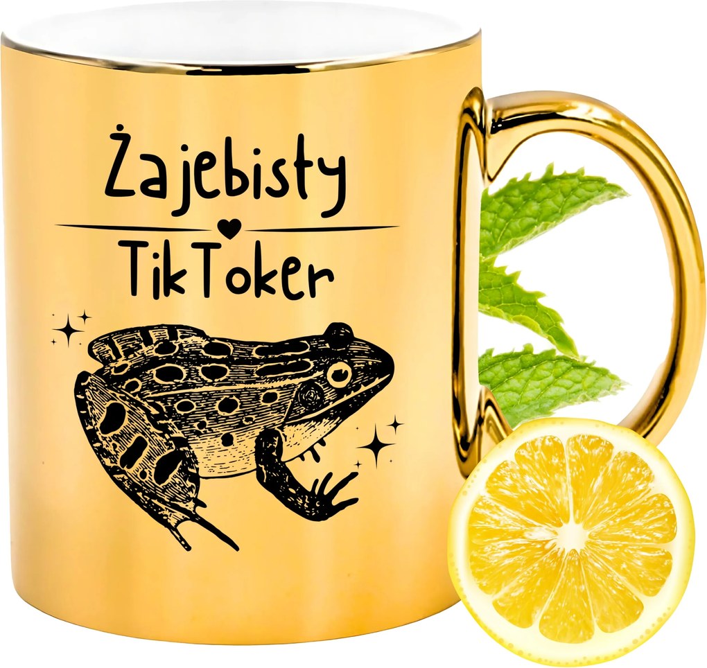 Arany csillogó bögre TikToker Ajándék Nyomtatott Fotóval