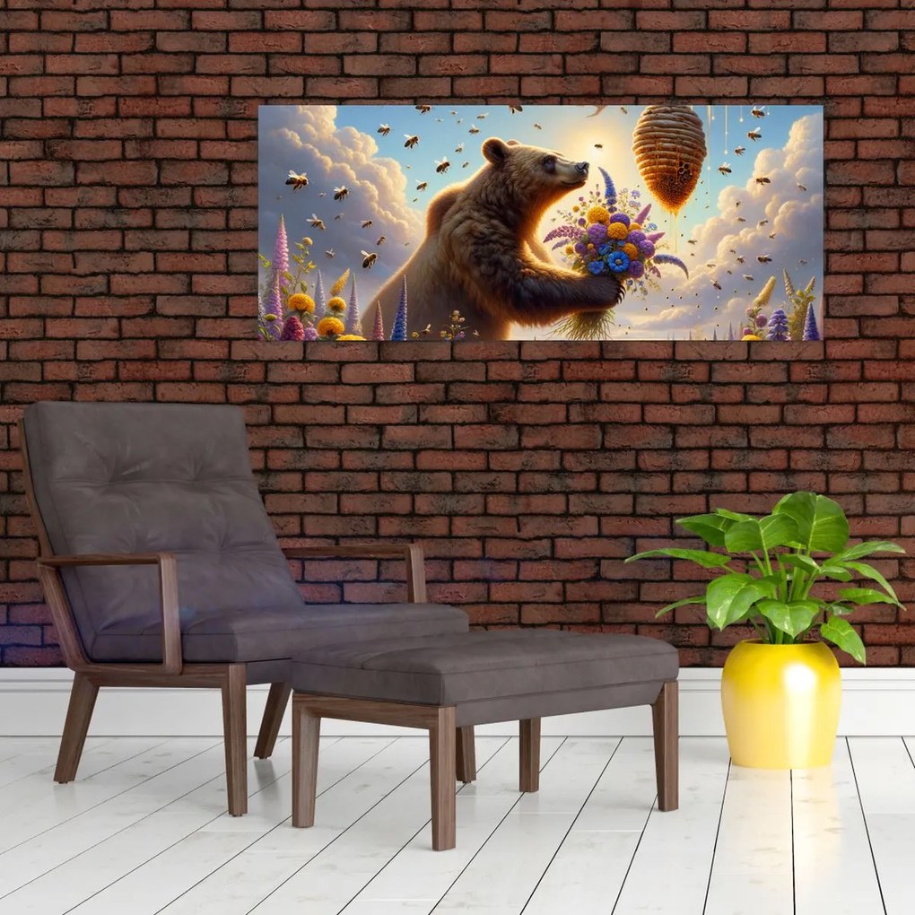 Kép - Medve és méhek (120x50 cm)
