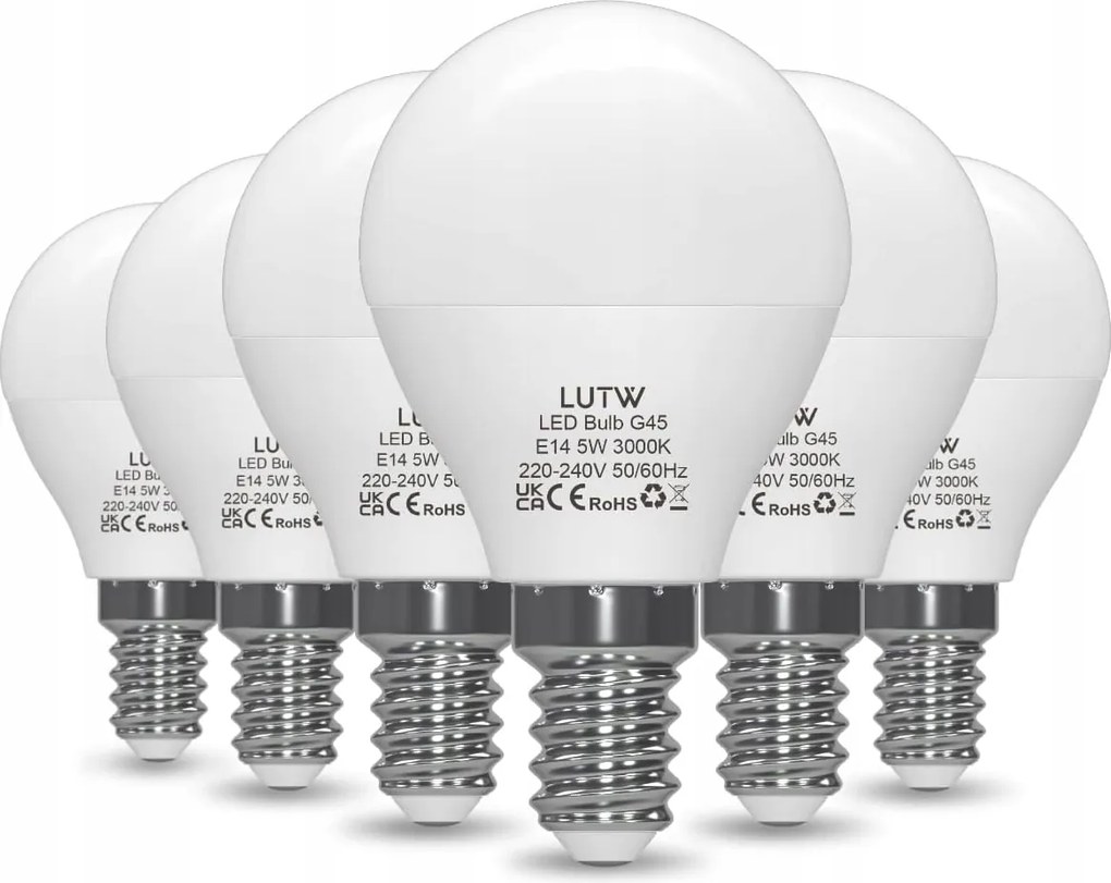 6 db E14 Led G45 5W meleg fehér izzó 3000K 450lm