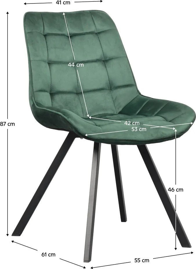 Étkezőszék, sötétzöld Velvet szövet/fekete, SAMIRA