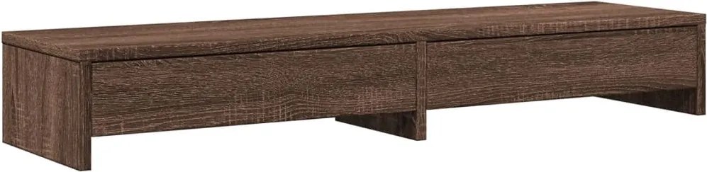 vidaXL barna tölgy szerelt fa monitorállvány fiókokkal 100x27x15 cm