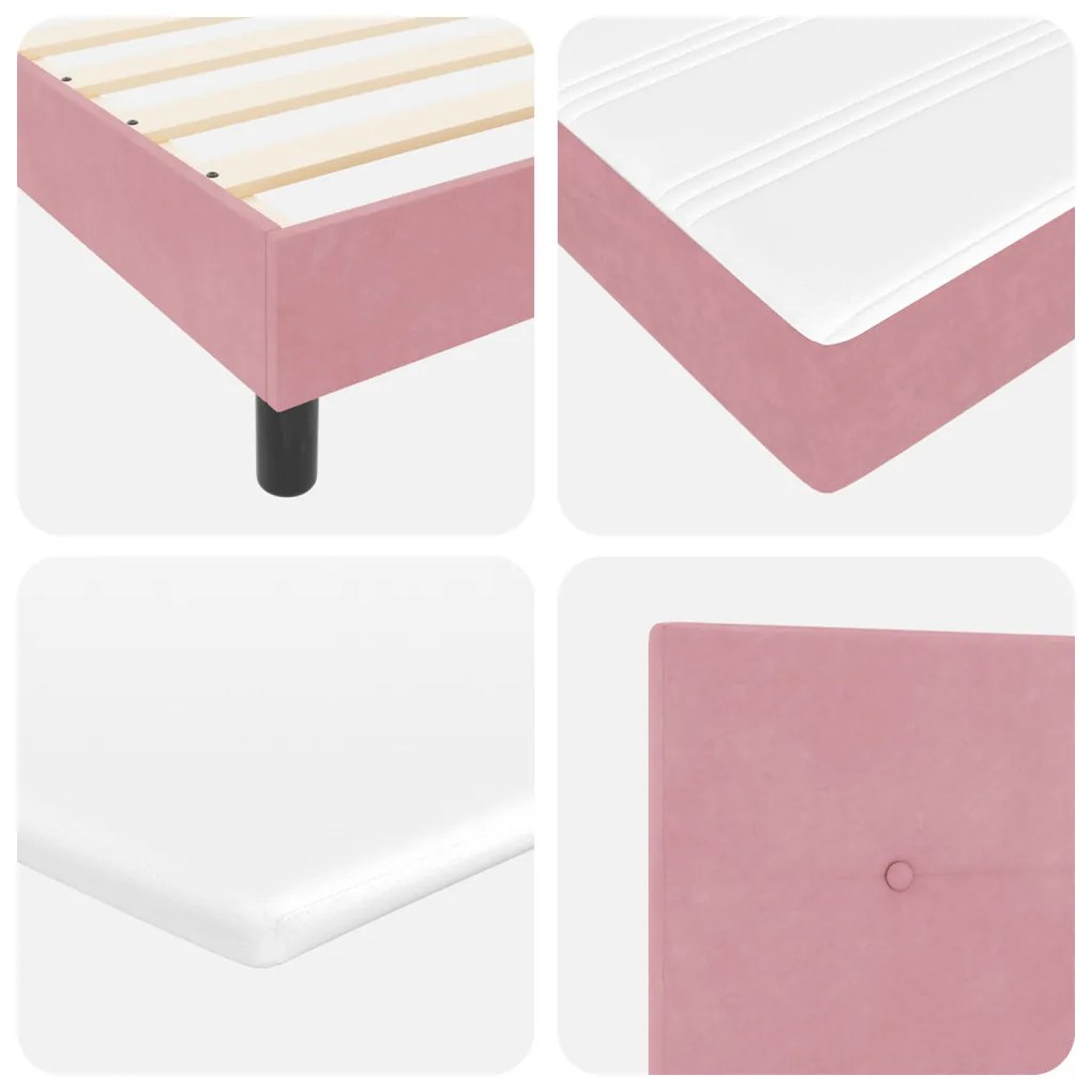 Boxspring Ágy Mattal Rózsaszín Szuper King Bársony