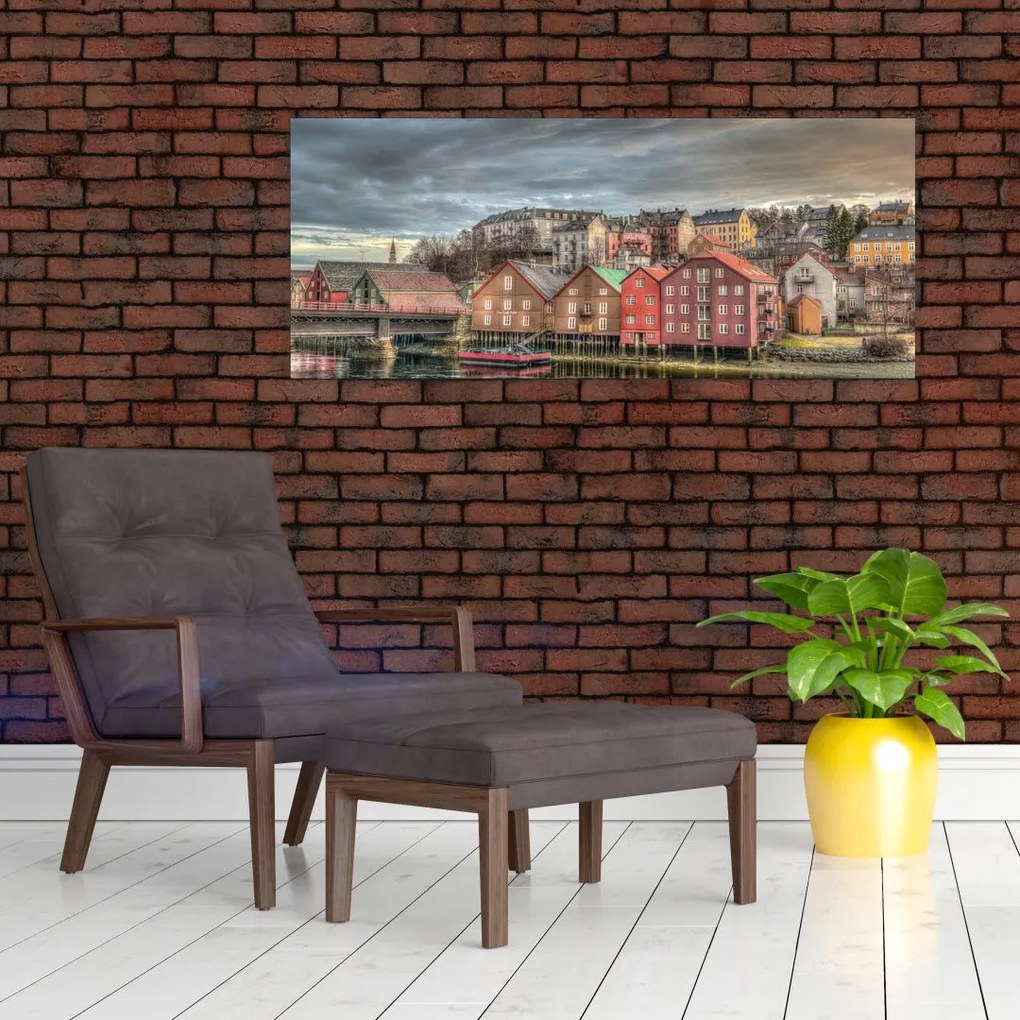 Kép - házak a folyó mellett (120x50 cm)