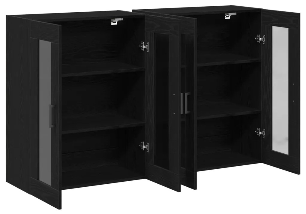 Fali Kabinetek 2 db Fekete Tölgy 69,5x34x90 cm Mérnöki Fa