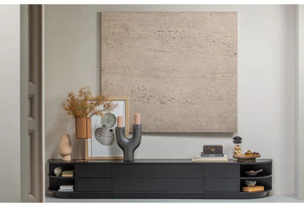 Fekete borovi fenyő moduláris TV-állvány 156x40 cm Finca – WOOOD