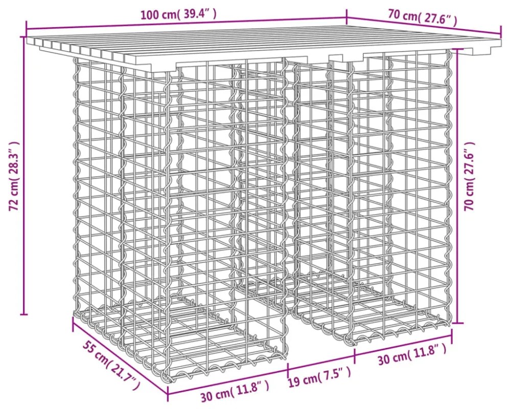 tömör duglászfenyő gabion kerti pad 100x70x72 cm