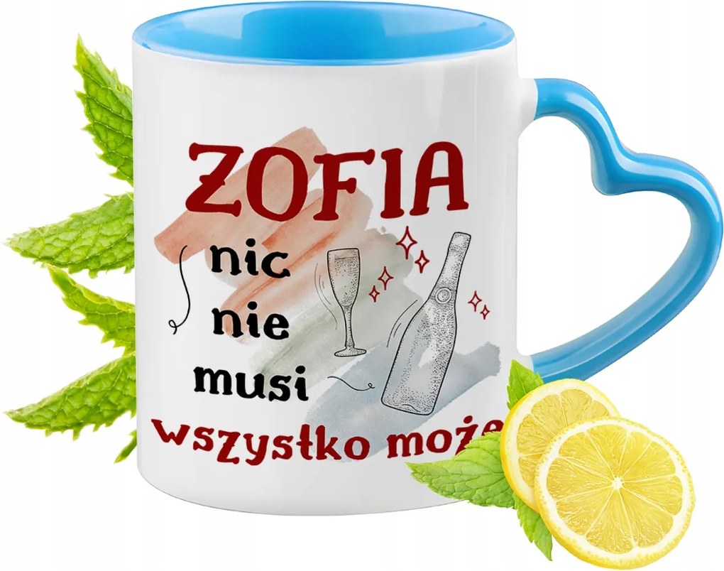 Zsófinak Kék Bögre Szív Alakú Füllel Kávé Ajándék