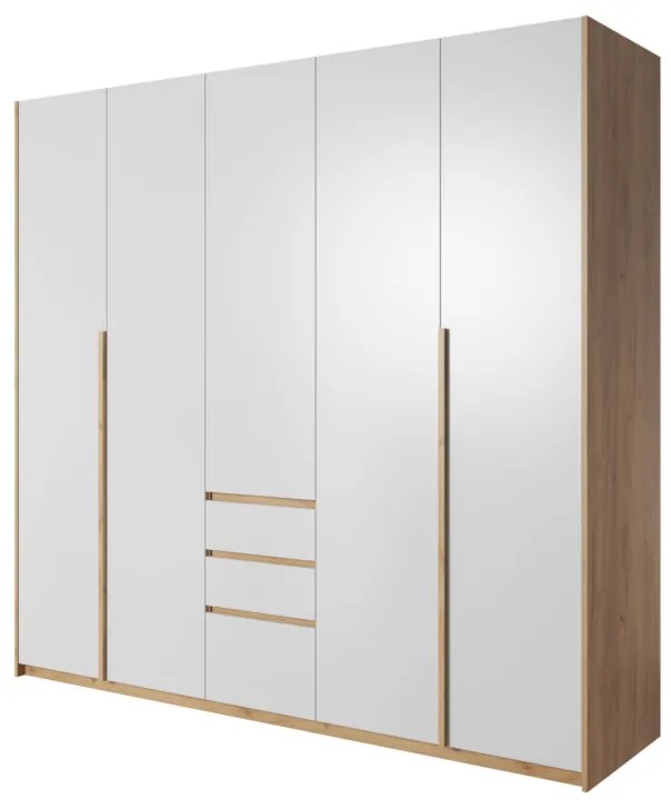 Šatní skříň LOXEN, 225x213,5x60, fehér/tölgy kraft arany