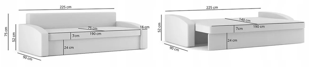 HEWLET modell 2 Nagy méretű kinyitható kanapé Szürke / fehér