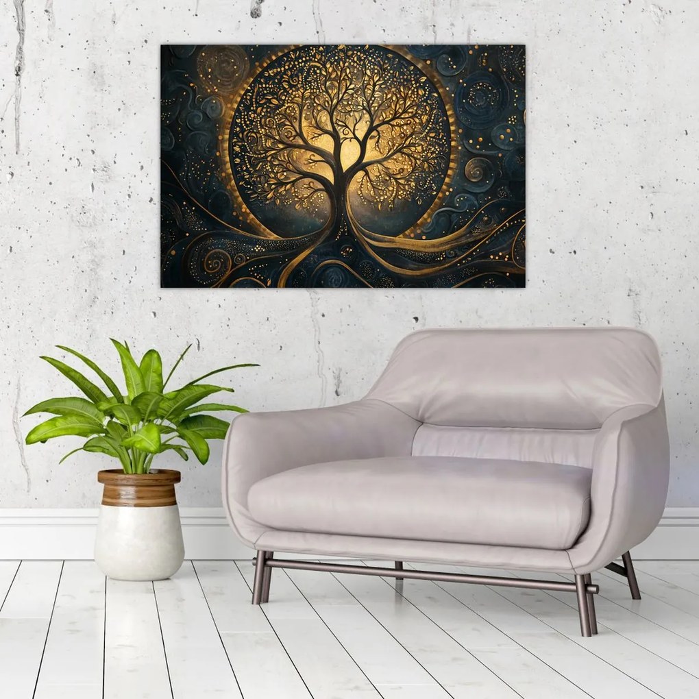 Kép – Arany aurájú fa (90x60 cm)