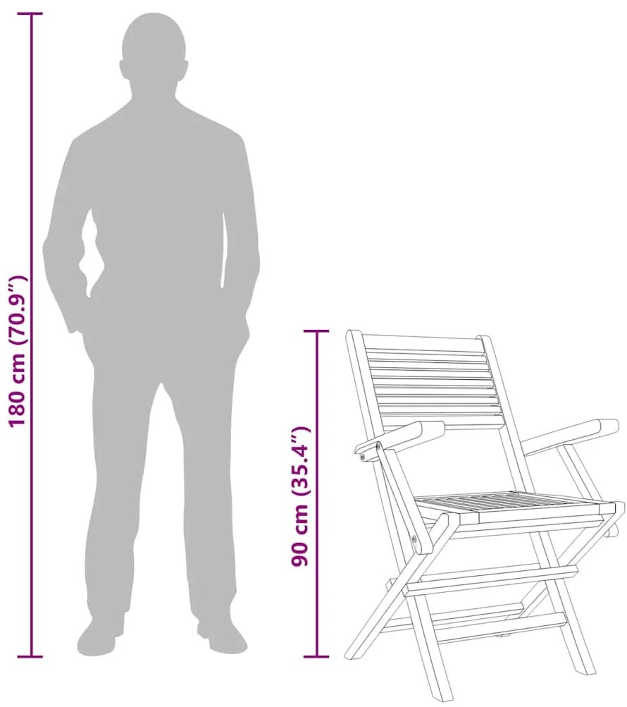 2 db tömör tíkfa összecsukható kerti szék 55 x 62 x 90 cm