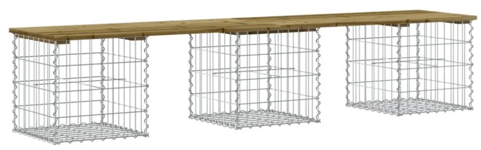 impregnált fenyőfa gabion kerti pad 203 x 44 x 42 cm