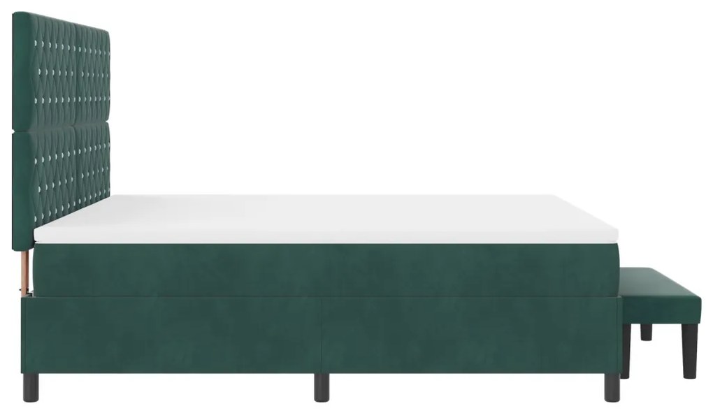 Ágytakaró matraccal és ülőkével, sötétzöld, 180x200 cm bársony