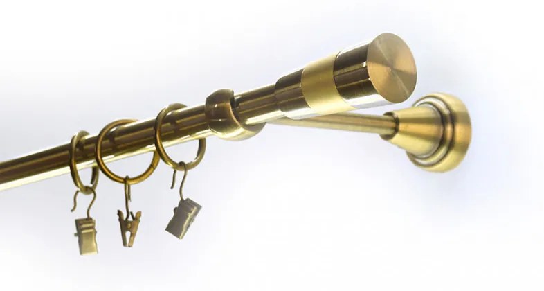 Egysoros fém karnis szett antik arany voleo