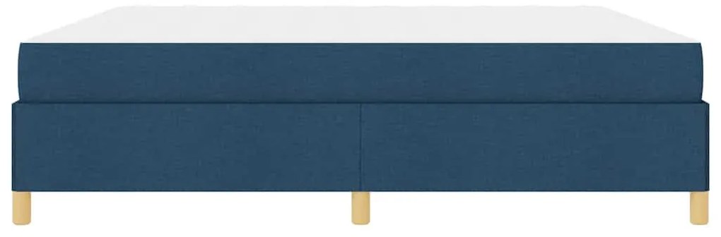Boxrugós ágy Kék és Sötétkék és Fehér 200 x 200 cm szövet