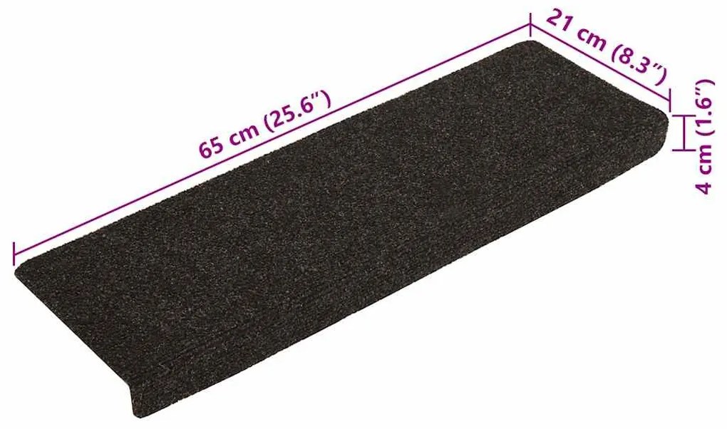 30 db sötétszürke öntapadó lépcsőszőnyeg 65x21x4 cm