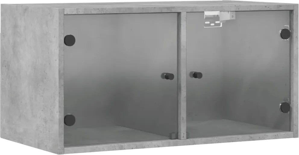 vidaXL betonszürke faliszekrény üvegajtókkal 68,5x37x35 cm
