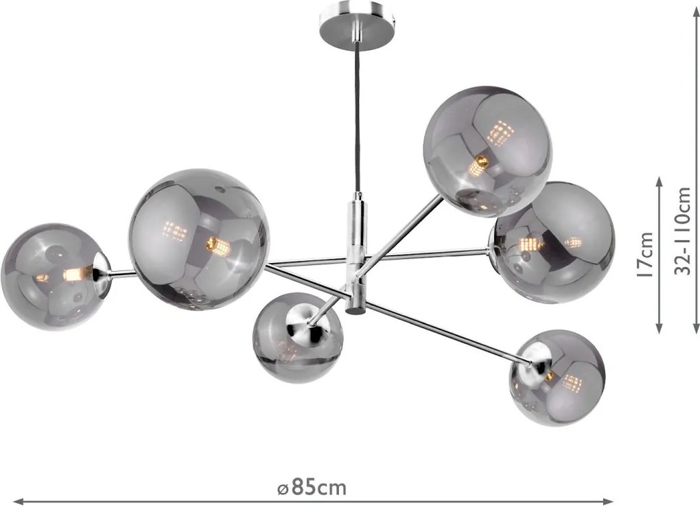 Dar Lighting modern függeszték vignette csiszolt króm darvig0650-24