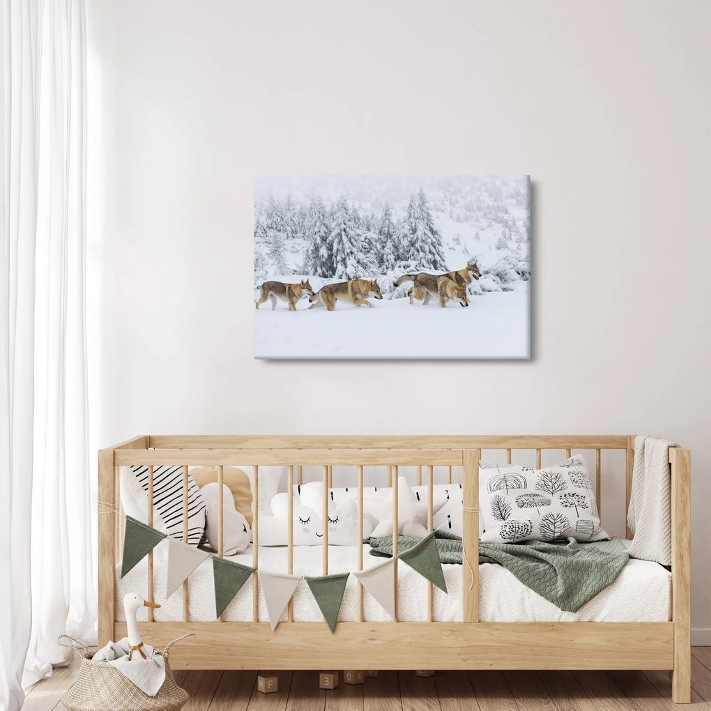 Kép - Farkasok a hegyekben (90x60 cm)