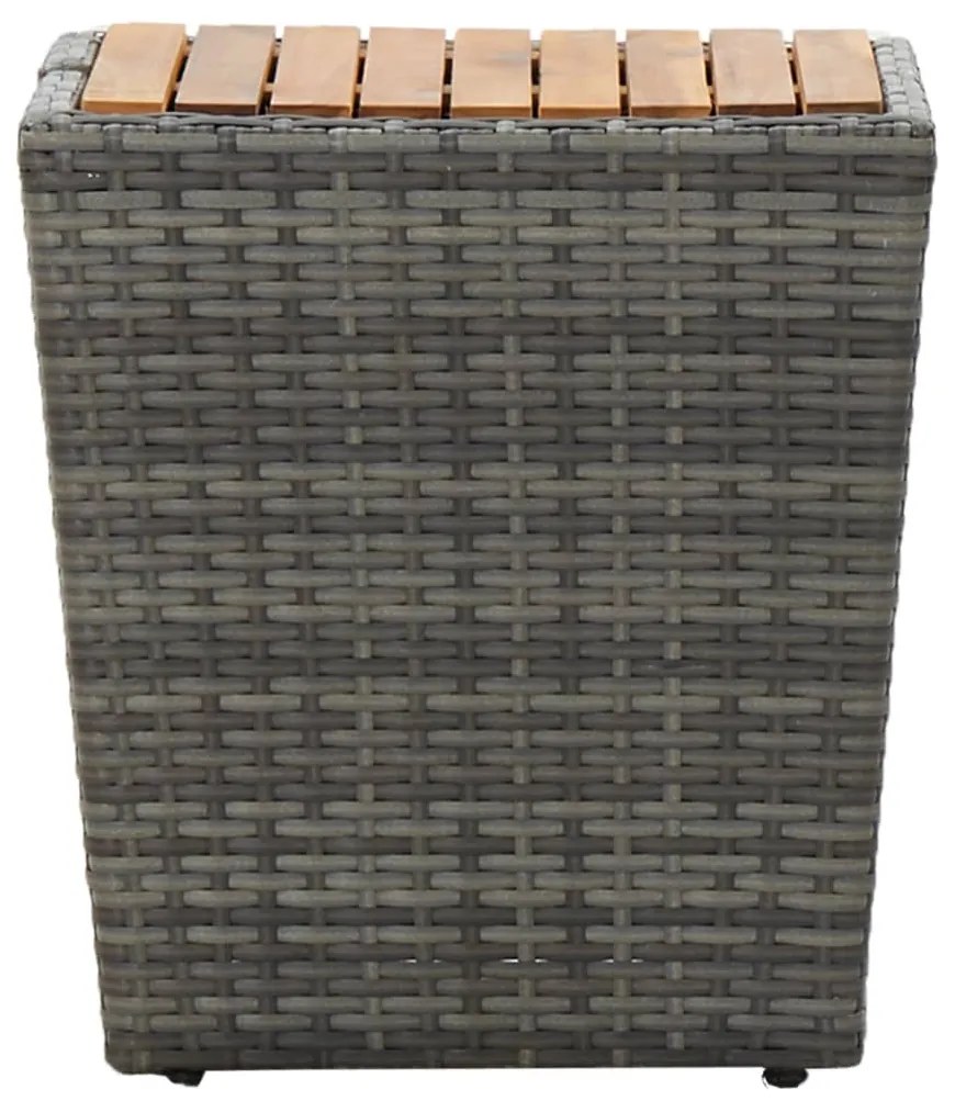 vidaXL szürke polyrattan és tömör akácfa teázóasztal 41,5x41,5x43 cm