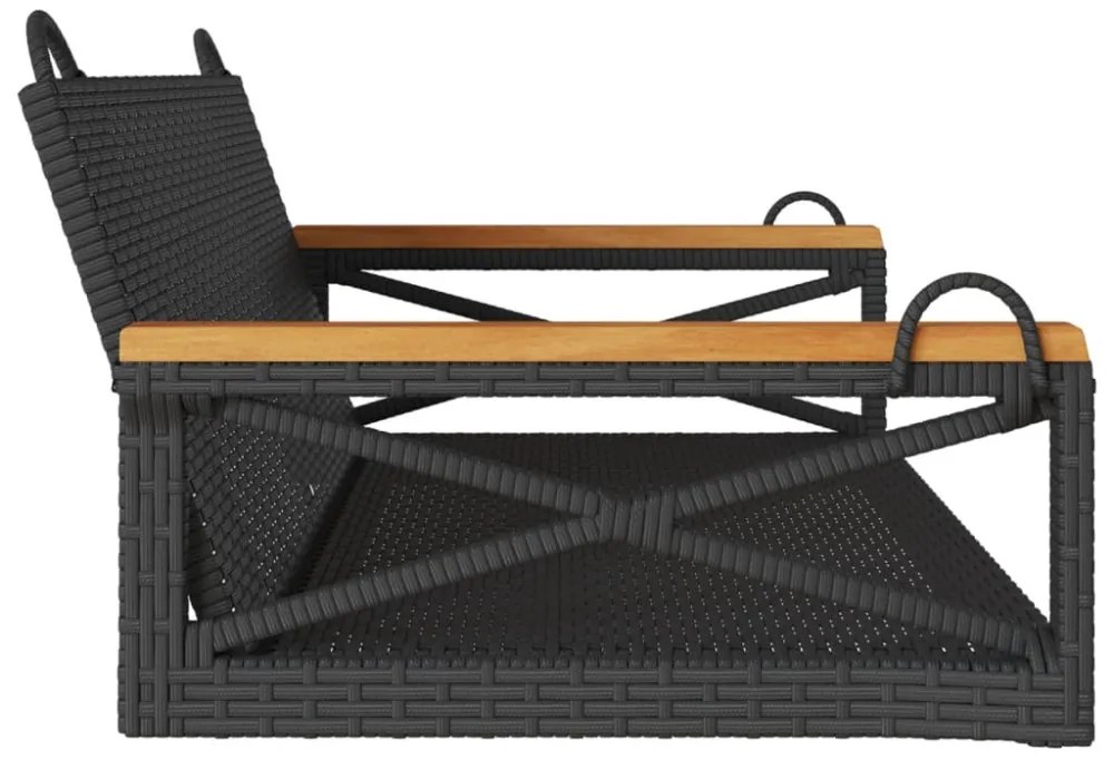 fekete polyrattan hintapad 109 x 62 x 40 cm