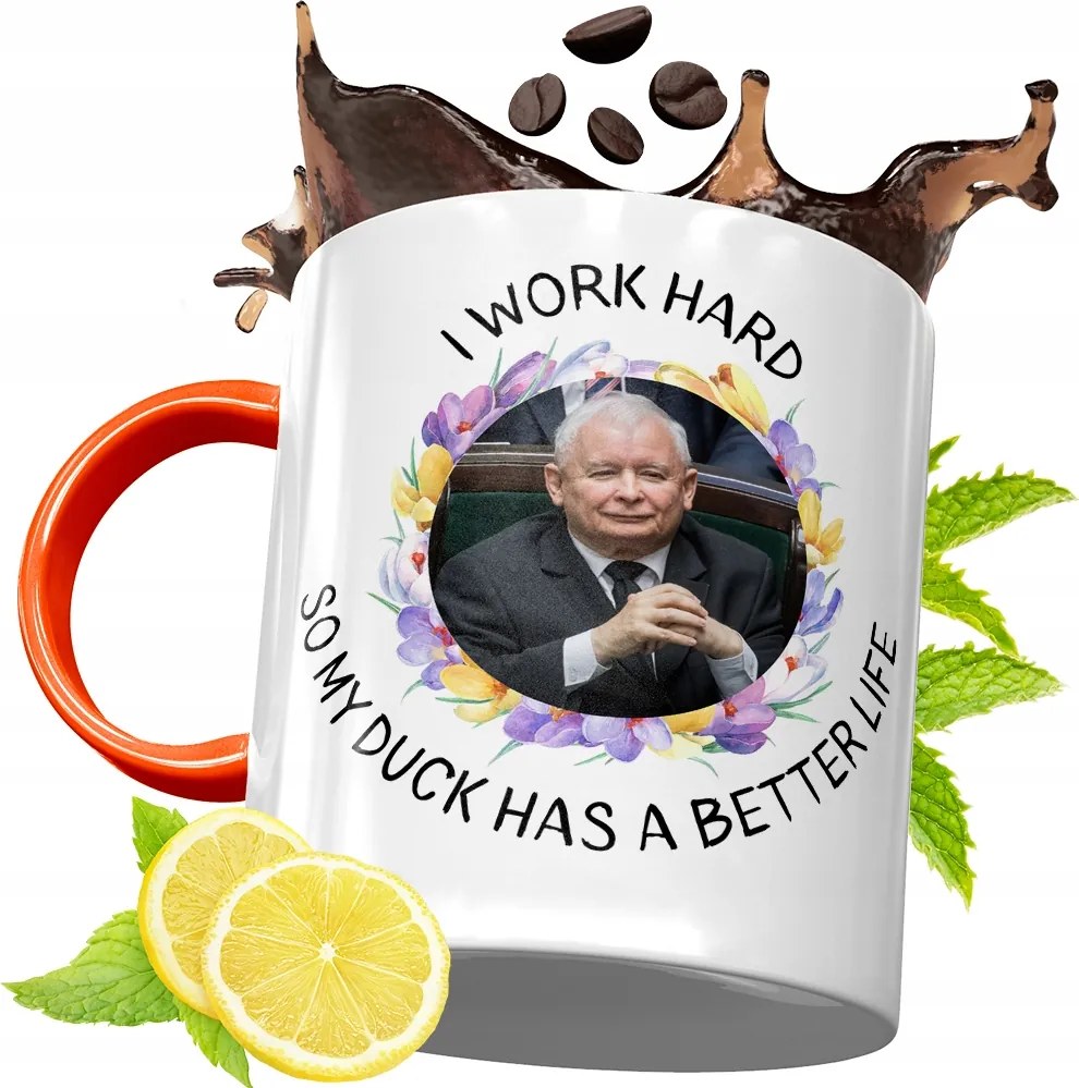 Narancssárga Bögre A Pis Elnökétől Jaroslaw Kaczynski fényképes nyomtatással