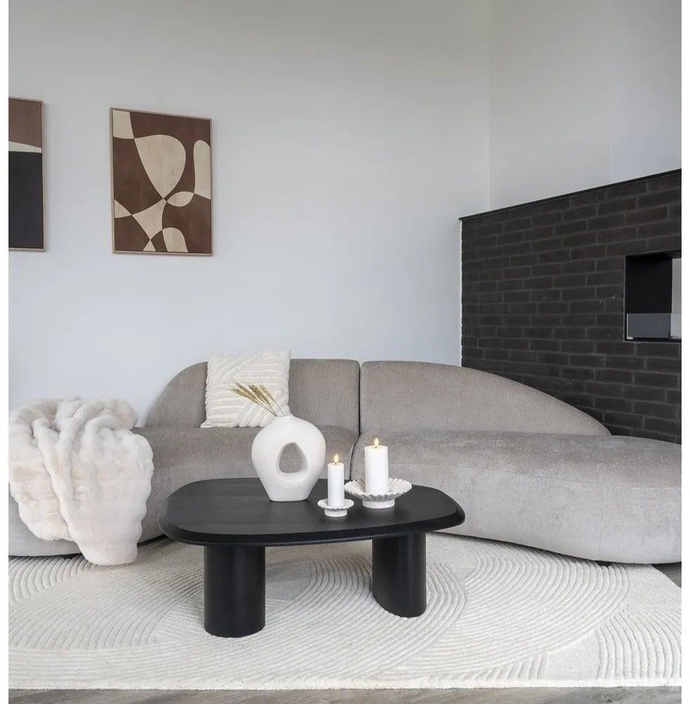 Fekete dohányzóasztal kőrisfa dekoros asztallappal 78x96 cm Tirano – House Nordic