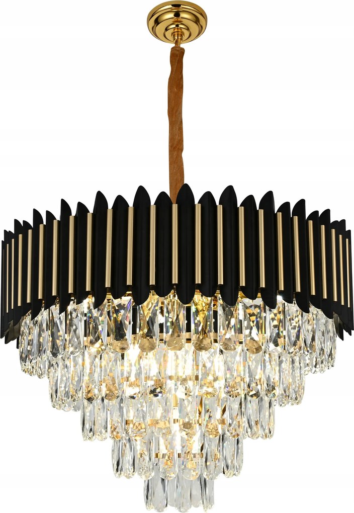 Csillár Kristály mennyezeti lámpa fekete lógó glamour a nappaliba