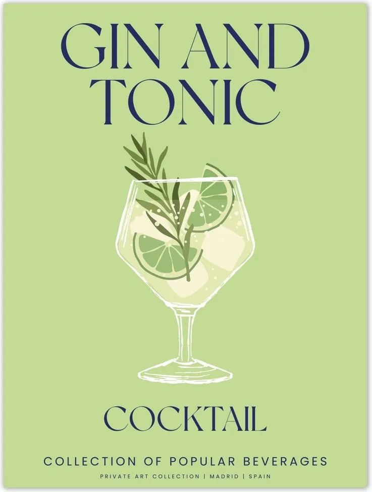 Poszterek 30x40 Ital Gin és Tonik Alkoholos koktél