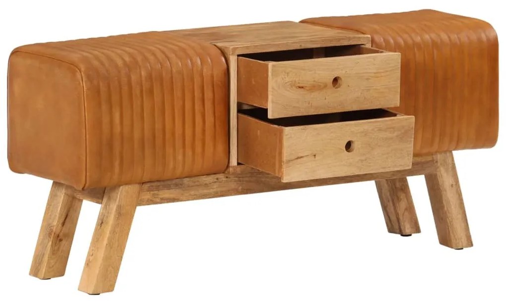 barna valódi kecskebőr és tömör mangófa bokpad 107 cm