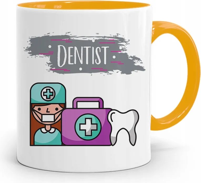 Sárga Fogorvos Ajándék Bögre Fogorvos Fotó Nyomtatással