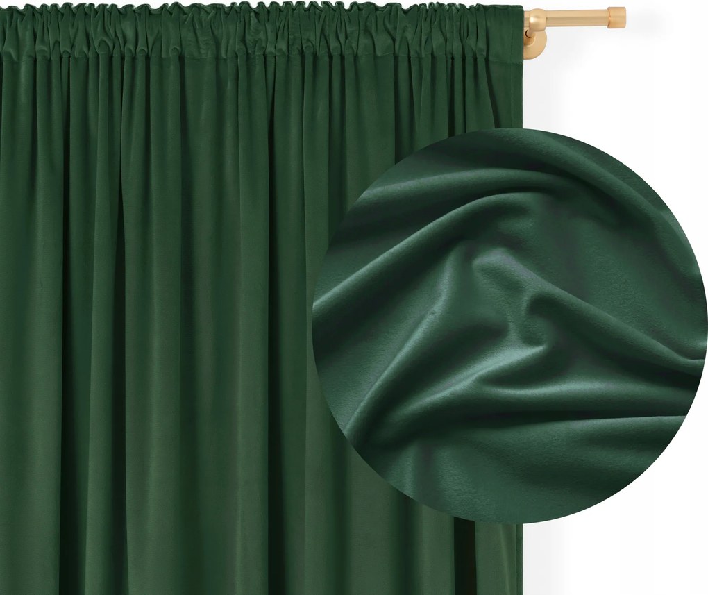 Velúr Függöny Szalagos béka alagút 140x250 velvet üveg zöld