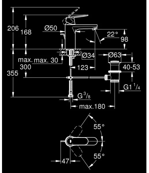 GROHE 23325000 - Mosdócsaptelep EUROSMART COSMOPOLITAN M méret króm