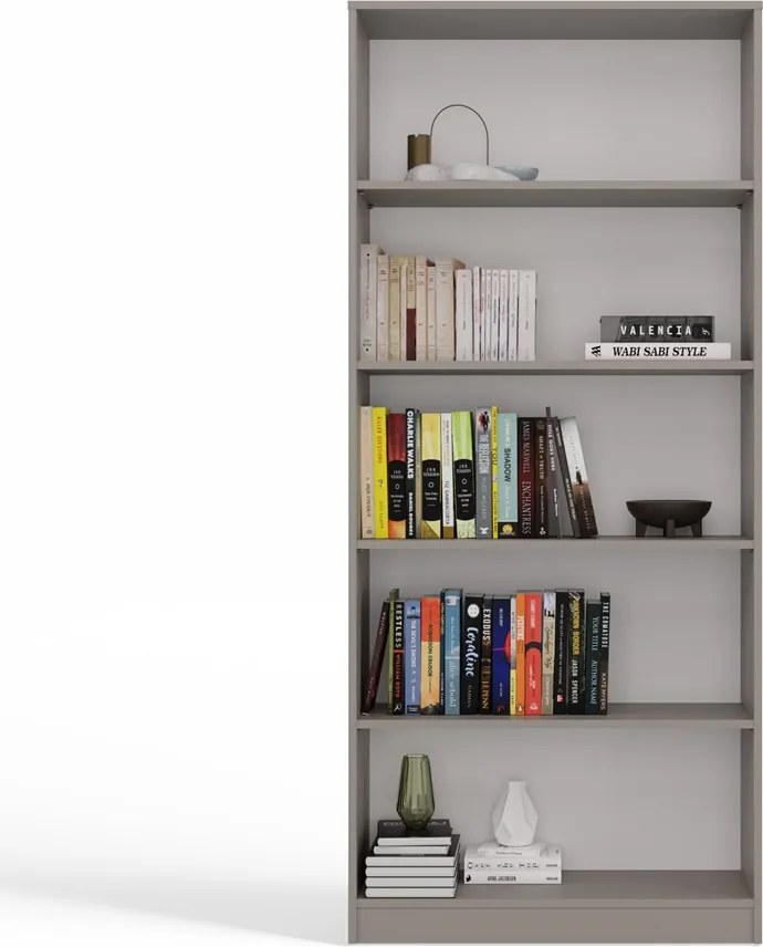 R80 polcos szekrény, könyvtartó, 80x182x30 cm, agyag színű