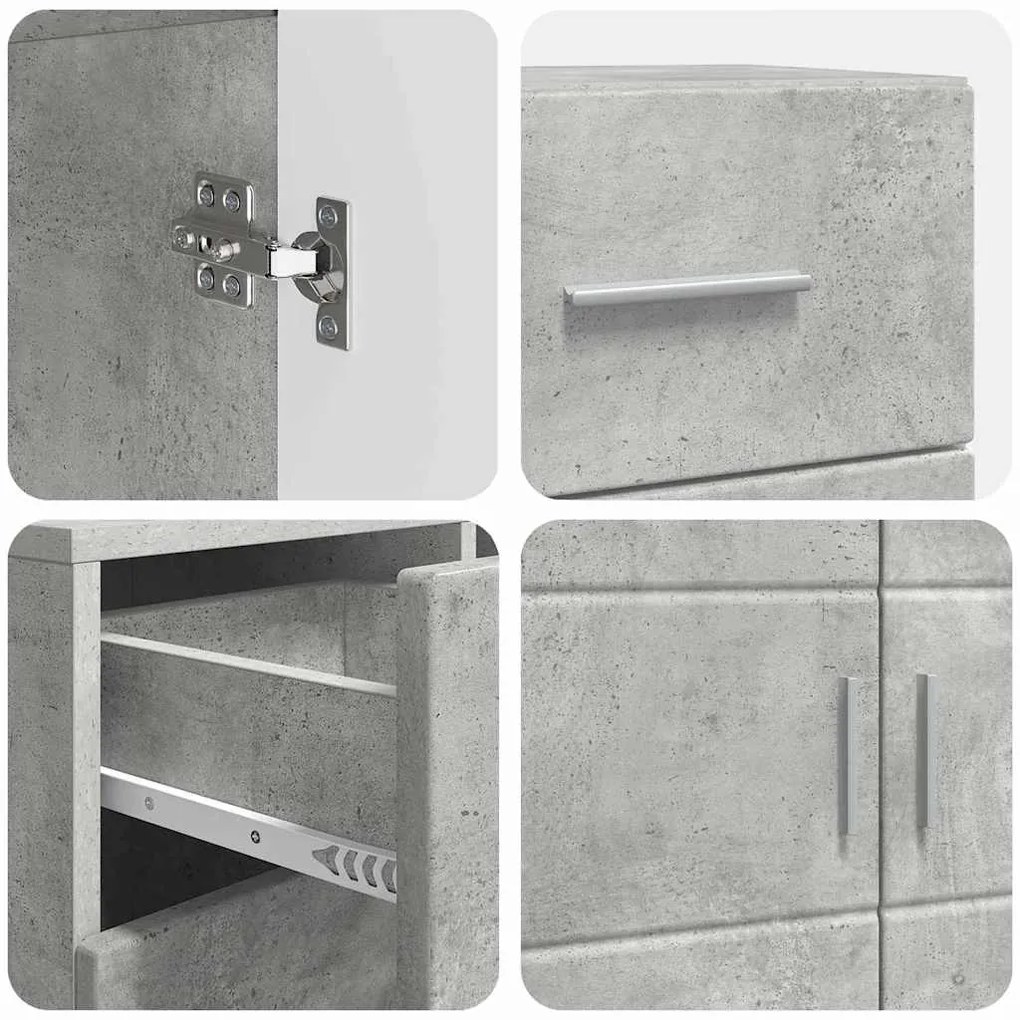 Széf fiókkal tárolóval Beton szürke 88.5 x 30.5 x 73 cm Faanyag