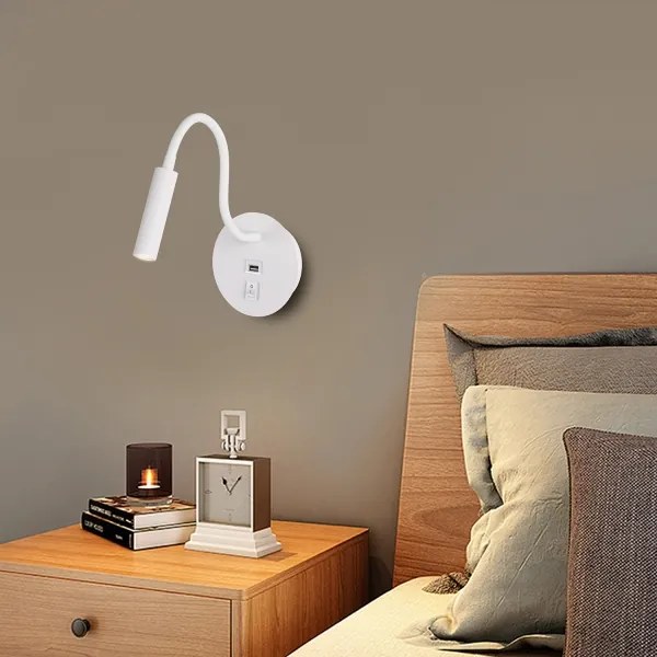 Brilagi - LED Rugalmas fali lámpa USB porttal MAYA LED/3W/230V fehér