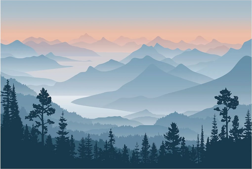 Fotótapéta Fali ragasztó szett Hegyi panoráma 104x70 Ragasztó