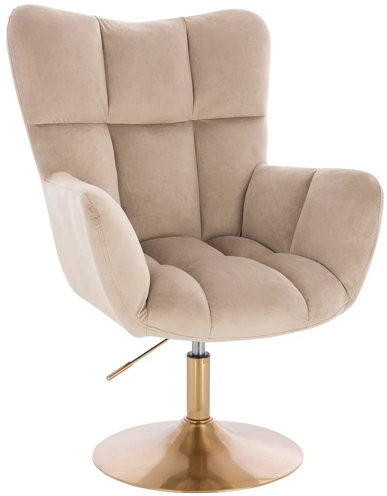 HR650N Latte modern velúr szék arany lábbal