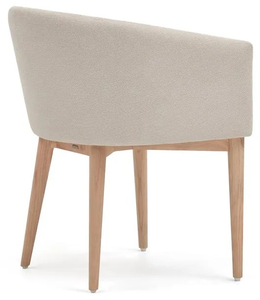 Krémszínű kárpitozott karfás étkezőfotel Harlan – Kave Home