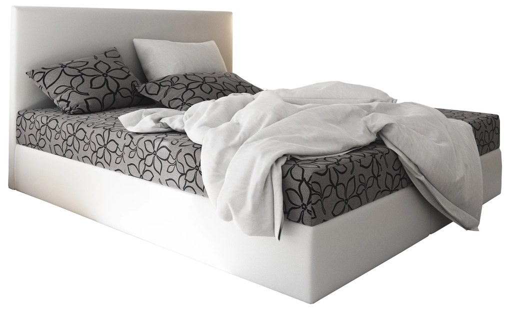 Franciaágy Boxspring 140 cm Lilac Comfort (minta + fehér) (matraccal és tárolóhellyel). 1056072