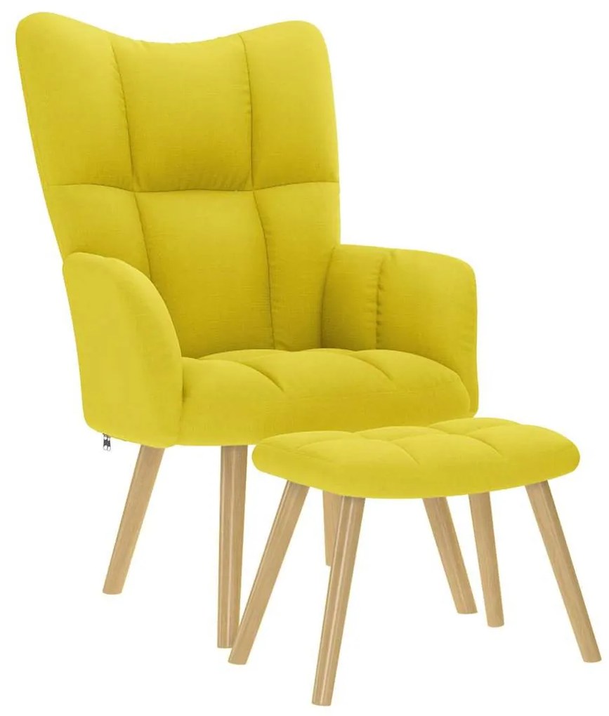 vidaXL Relaxáló szék zsámollyal világossárga szövetből