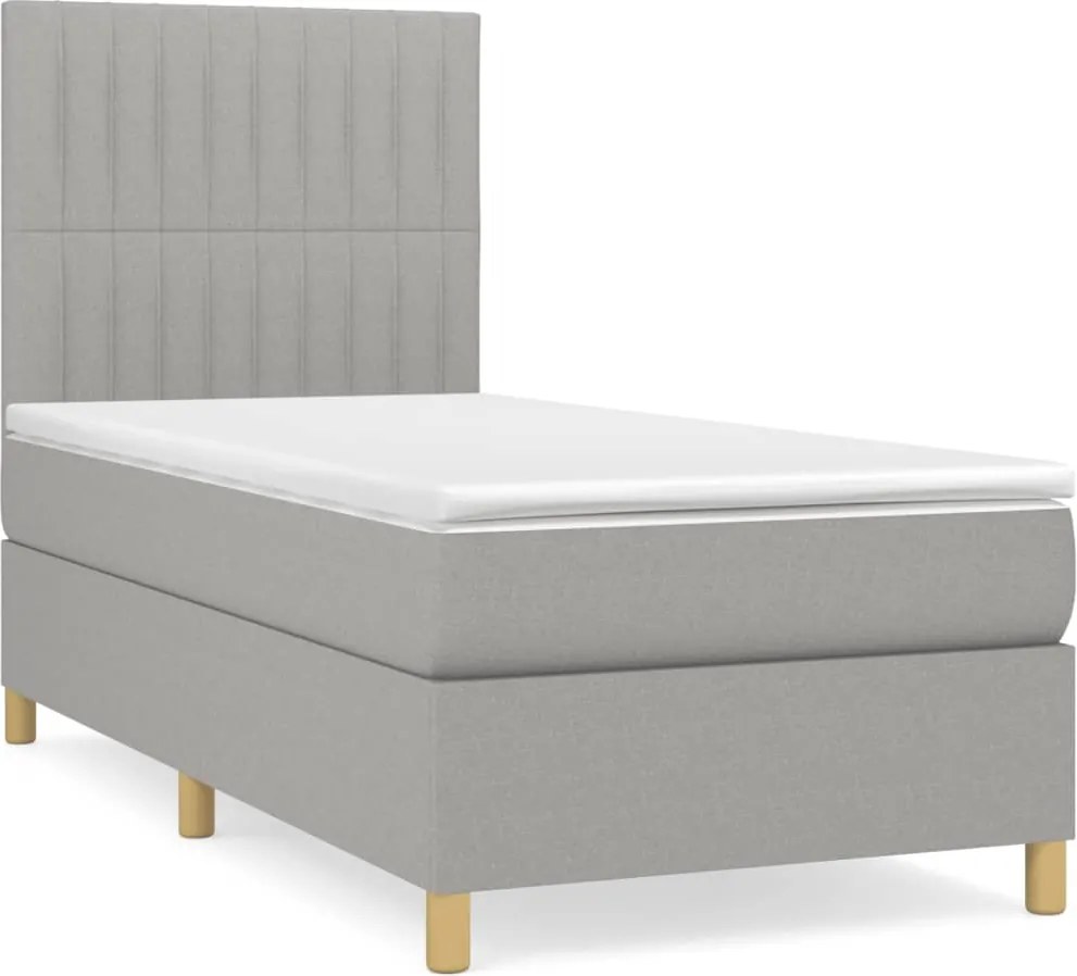 vidaXL világosszürke szövet rugós ágy matraccal 100 x 200 cm