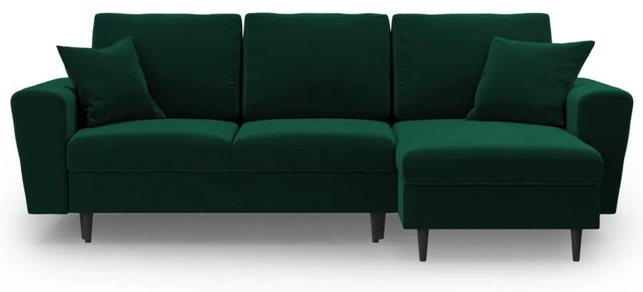 Zöld bársony kinyitható tárolóhelyes sarokkanapé Kyoto – Cosmopolitan Design