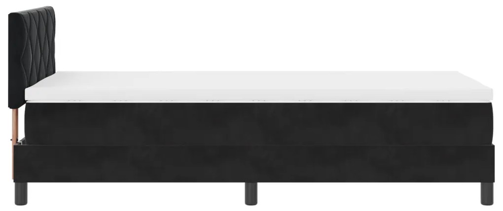 Boxspring Ágy Matraccal és LED Fekete 90x200 cm Bársony