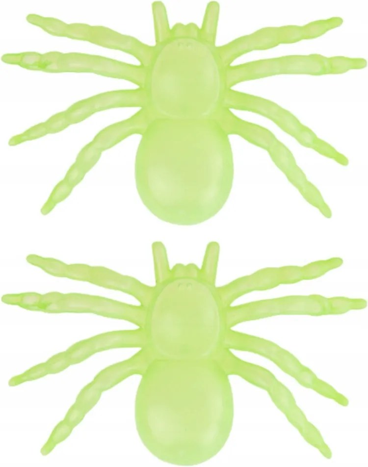 2x Mesterséges Pókok Halloween Dekoráció Sötétben Világító Pók Fluo 13cm