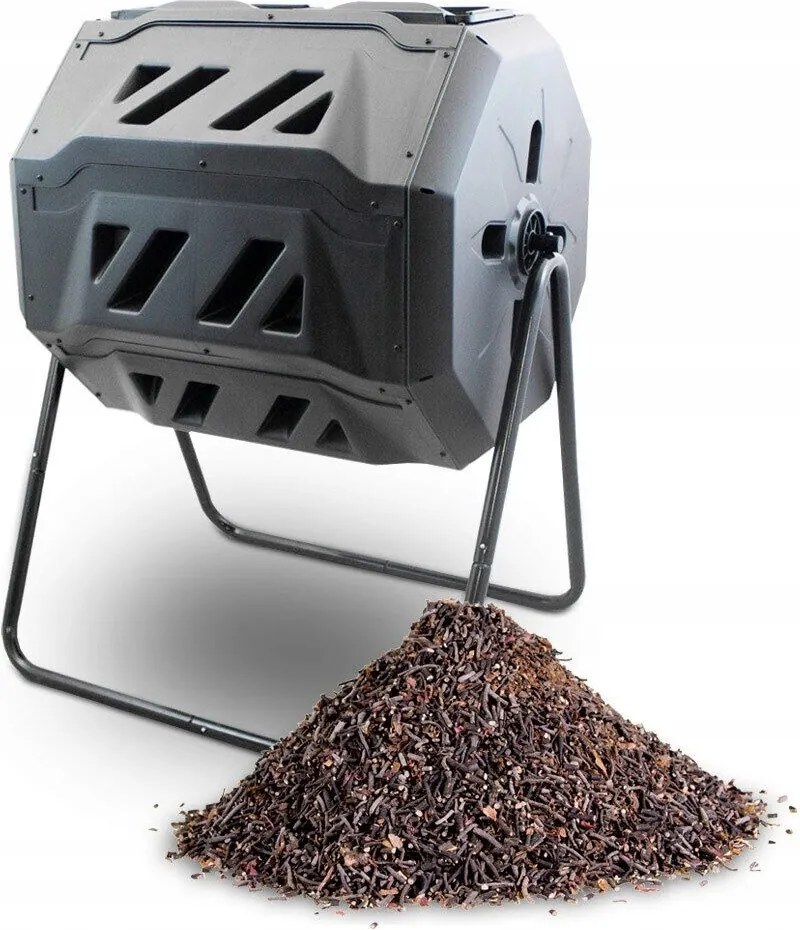 Kerti hulladék komposztáló 160L forgatható állványon 2 kamrás