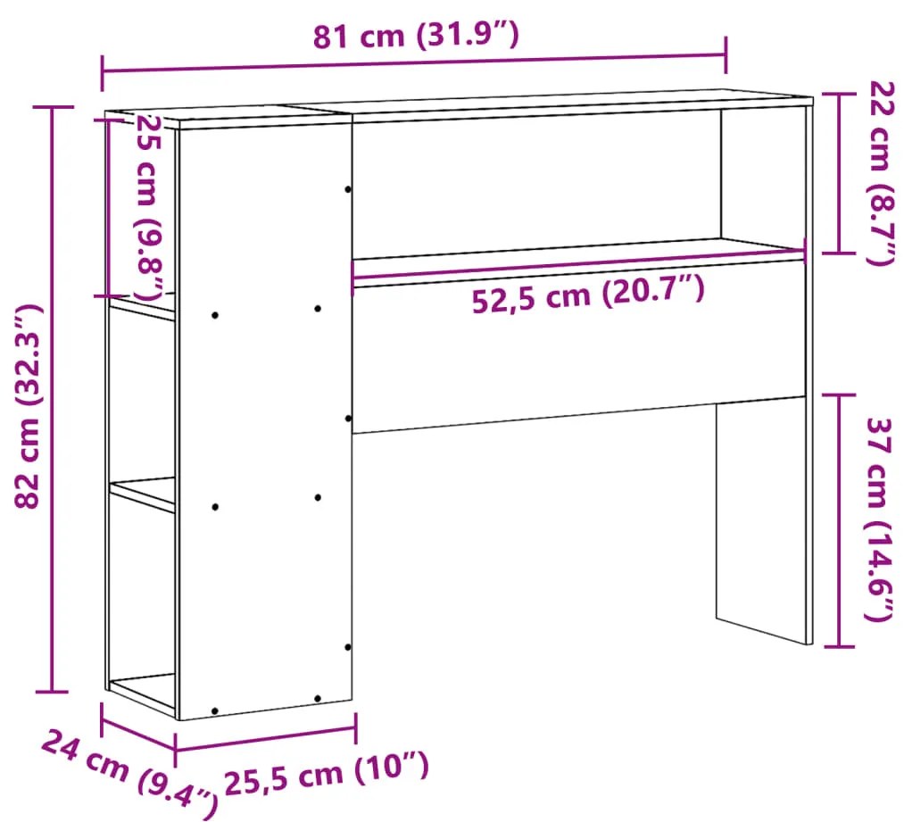 fehér tömör fenyőfa fejtámla tárolóval 75 cm