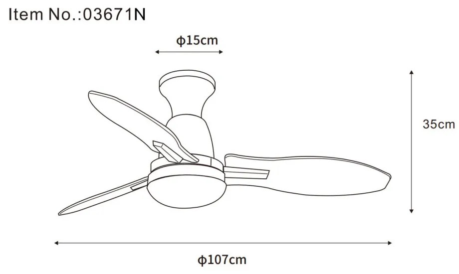 Globo Gale 03671N távirányítós mennyezeti ventilátoros lámpa, 22W LED, 3000K-4500K-6000K, 1897 lm
