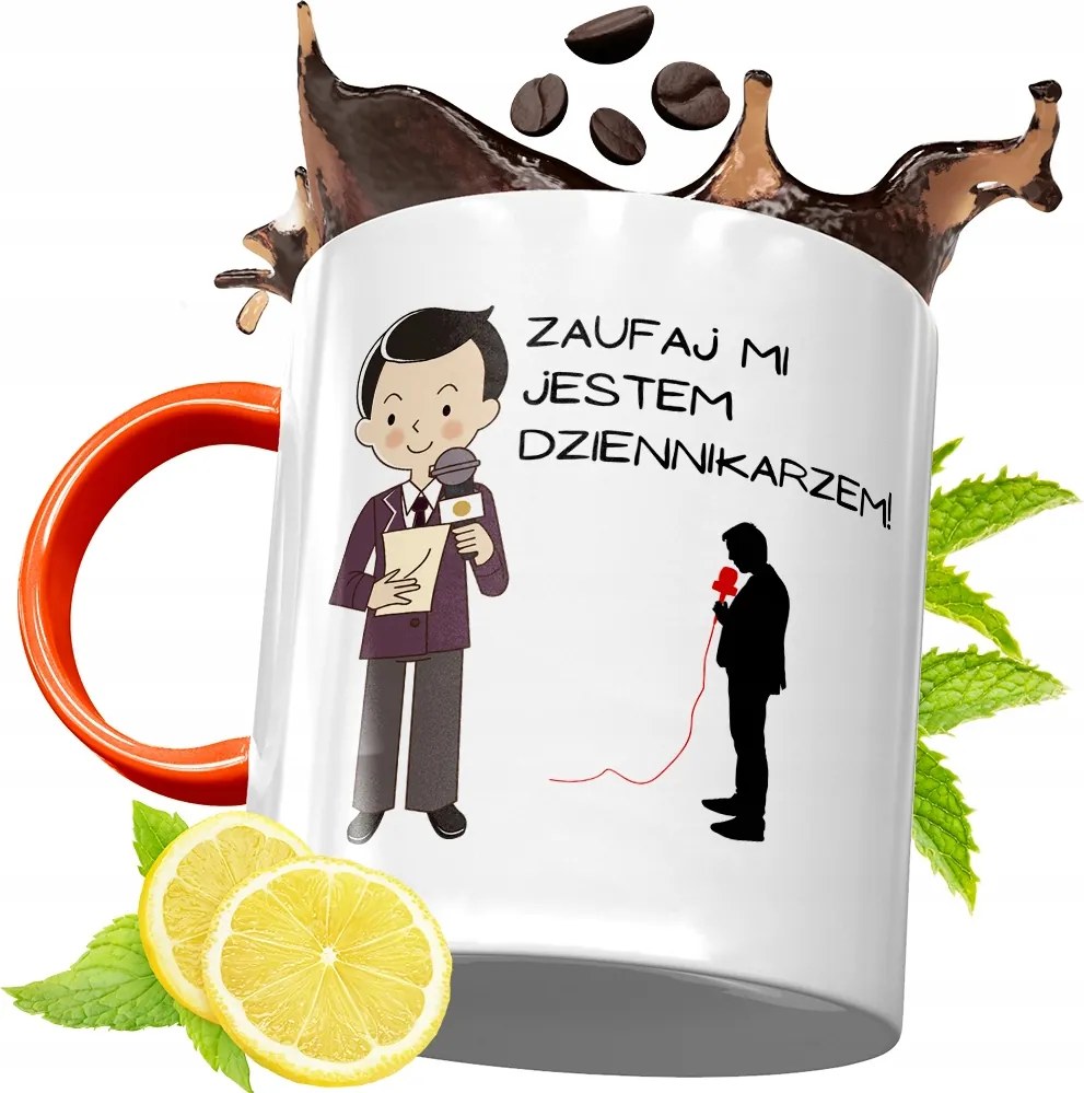 Narancssárga Bögre Újságírónak Ajándék fényképes nyomtatással